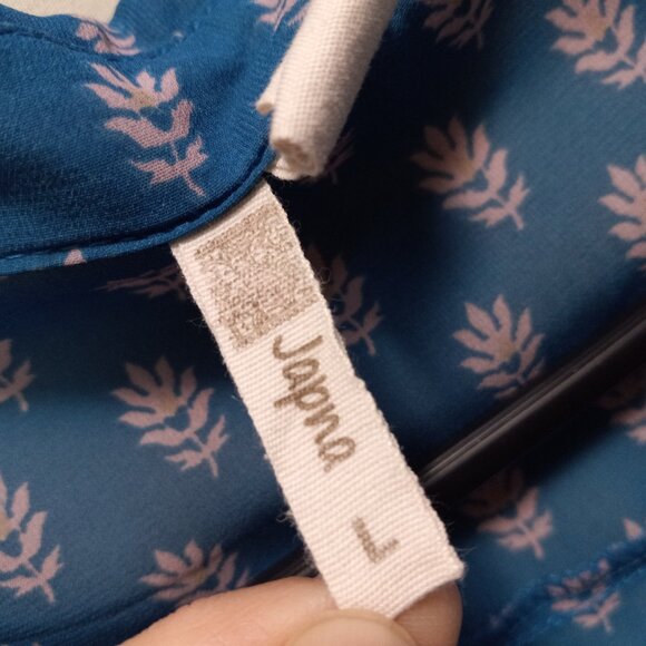 Japna Elegant Sheer Surplice Flowy Top Blouse Teal & Dusty Mauve Size LG - Picture 11 of 13